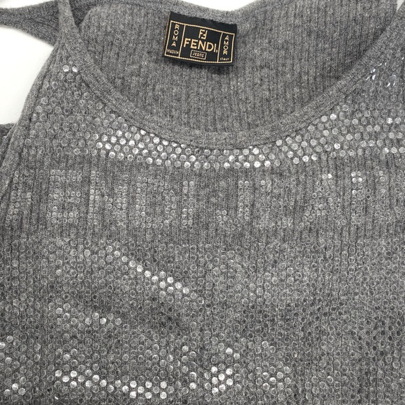 FENDI “FENDI Jeans” signature Gray wool blend tank top Size 40/26 US size 4 - Picture 3 of 6